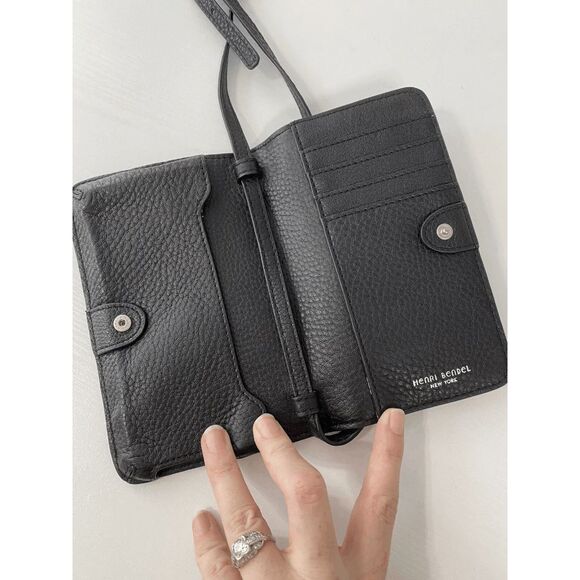 Henri Bendel XL West 57th Smartphone Case Black Studded Leather Cross Body Bag - Picture 3 of 4